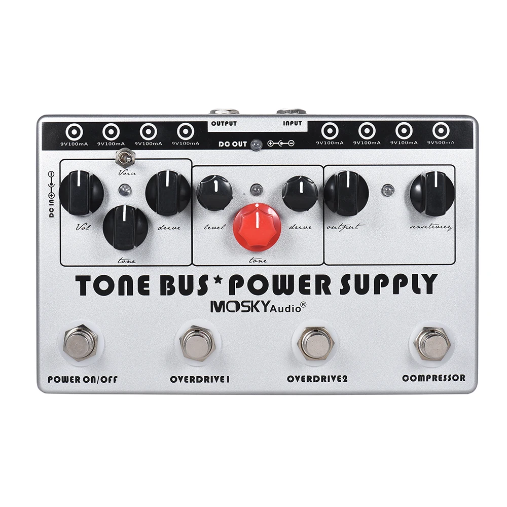 MOSKY Guitar Effect Pedal Compressor+Overdrive+Ultimate Overdrive 3 Effects Guitar Pedal 8 Isolated Outputs Power Supply