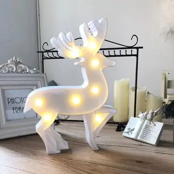 

Elk-shaped 8 LED Lamp Nightlight Battery Christmas Wedding Party Club Decor White lighting fixture adornment