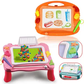 

Children DIY Multifunction 2 In 1 Activity Building Block Drawing Board Table Puzzle Educational Graffiti Writing Drawing Board