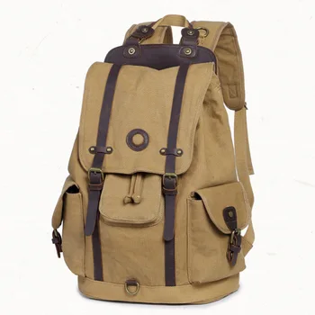 

Male Retro Design Shoulder Canvas Backpack Outdoor Travel Sports Backpack Student Fashion Casual Multi-function Bag