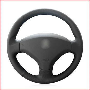 

Mewant Black Genuine Leather Car Steering Wheel Cover for Peugeot 408 2010-2014 Peugeot 308 2007-2013 Peugeot 3008 2011-2015