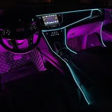 10 renk seçilen 5M araba 12v denetleyici dekoratif Led iplik etiket aksesuarı esnek Neon işık EL tel halat boru