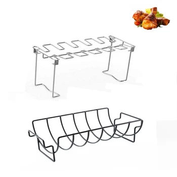 

Non-Stick Rib Shelf Stand Barbecue Rib Roast Rack Stainless Steel Grilling BBQ Chicken Beef Ribs Rack Grilling Basket Grill Net