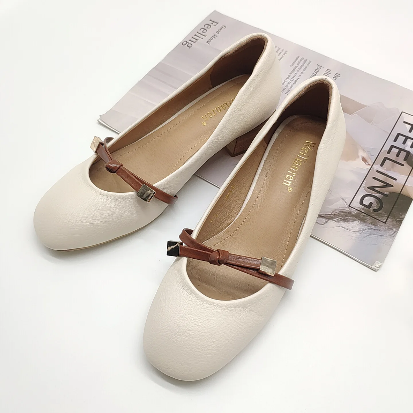 

2019 New Style Versatile Chunky-Heel Grandma Shoes Simple Generous WOMEN'S Shoes