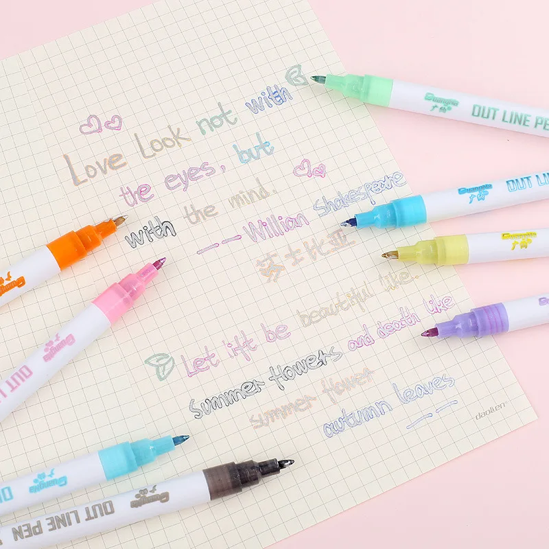 

Double Lines Art Markers Pen Out Line Pen Fine Liner Marker Fineliner Calligraphy Lettering Stationery Color Scrapbooking Pens
