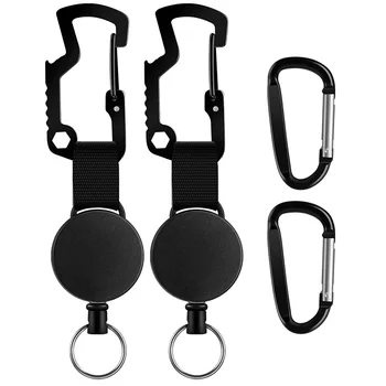 

Multifunctional Retractable Badge Holder Reel with Belt Clip, Steel Wire Cord and Key Ring, Self-Retracting Key Chain, Multipurp