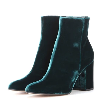 

Round Toe Nylon Shoes Woman Lady Boots Zipper Square Heel Martins Ladies Mid Calf Boot 2020 High Heels Shoes Big Size TL-A0189