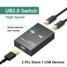 

USB2.0 Printer Sharing Switch Device 2 in 1 Out 2-Port Manual Kvm Splitter Hub Converter