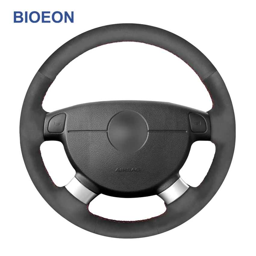 Hand-Stitched Black Synthetic Suede Car Steering Wheel Covers for Chevrolet Lova Aveo Buick Excelle Daewoo Gentra 2013-2015 |