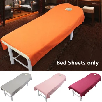 

80x190cm New Solid Color Massage SPA Beauty Bed Sheet With Holes Home Textile Super Soft Breathable Polyester Sheets