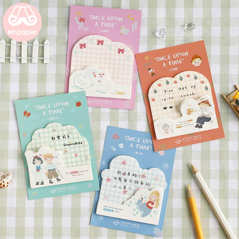 

Mr Paper 30pcs/lot 8 Designs Cute Cartoon Fairy Tales Town Self-stick Memo Pads Write Points Down Kawaii Memo Pads Child Gifts