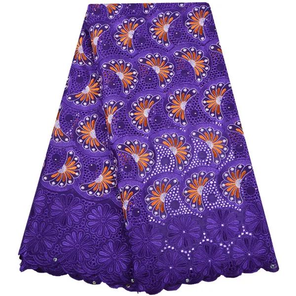 purple Новейшая Африканская Хлопковая кружевная ткань швейцарская кружевная ткань Высокое качество Французский нигерийский тюль кружево с камнями для женщин платье - Цвет: purple