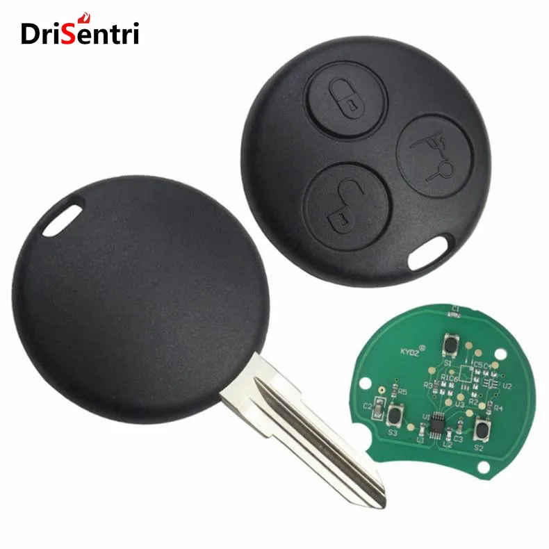 

433MHz 3 Buttons Keyless Uncut Flip Remote Key Fob for Benz Smart Fortwo Pure Coupe 2-Door 2004-2006 No Battery
