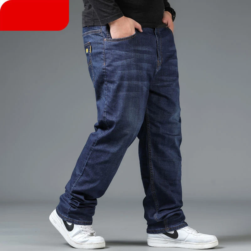 Jeans para hombre de para hombres gordos pantalones vaqueros rectos sueltos en otoño e invierno alta calidad|Pantalones vaqueros| - AliExpress