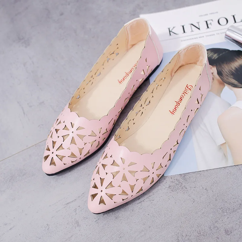 

2018 Korean-style Sandals Women Flat Shoes Casual Shoes Breathable Hollow out Women's Pointed-Toe Porous Shoes Fashion STUDENT'S