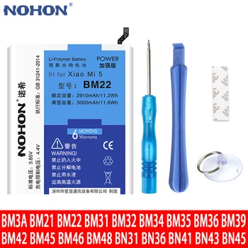

BM22 BM35 BM36 BM31 BM42 BM45 BM46 BN43 BN41 BN40 Battery For Xiaomi Mi 5 3 4 4C 5S 5X 6 6X Redmi Note 2 3 4 Pro 4X 5 Mi Note
