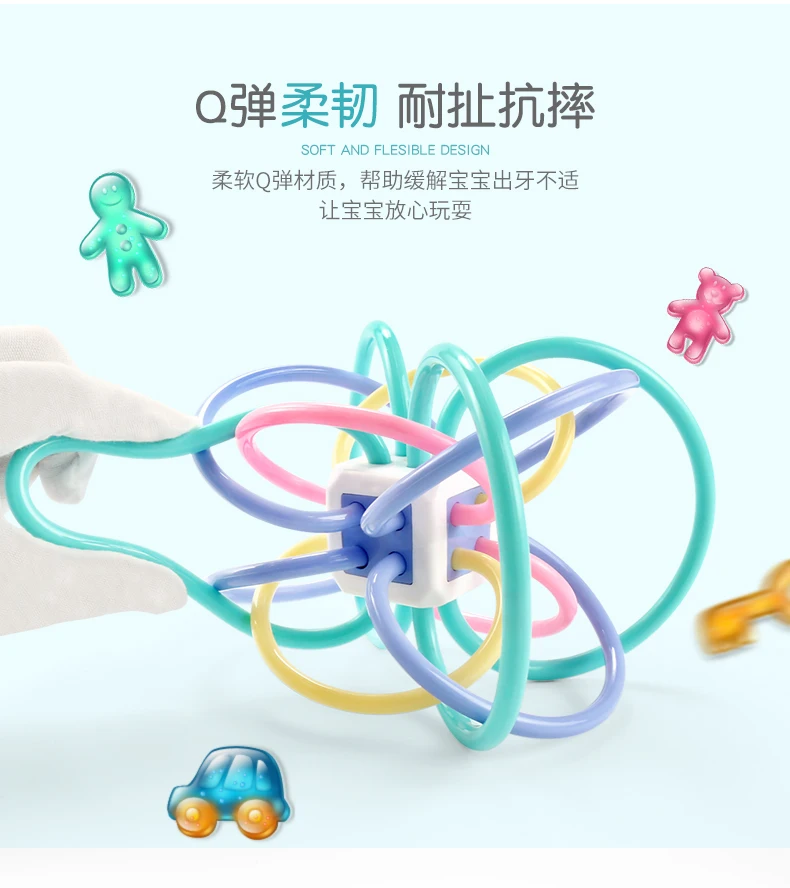 Игрушки для малышей 3-6 тренировочный мяч для малышей 0-1 лет Манхэттенский укус унисекс мягкий силконе ручной мяч
