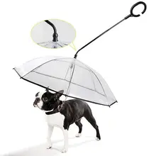 Transparent Umbrella Dog Cat Rainy Day Keep Pets Dry Adjustable Dog Rope Pet Umbrella