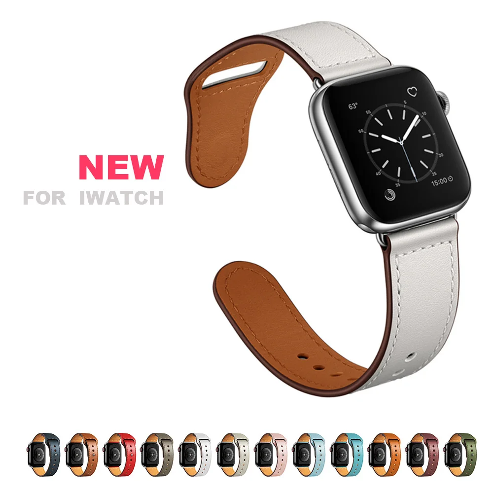 Ремешок из натуральной коровьей кожи для Apple Watch 6 SE 5 4 3 42 мм 38 44 40 | Наручные часы
