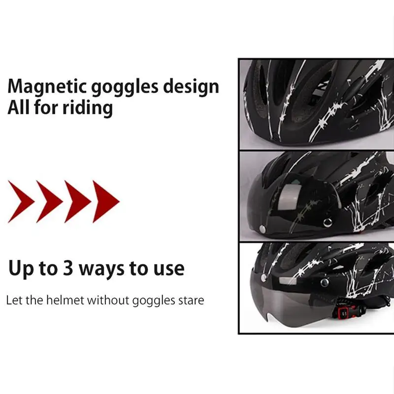 Casque De Vélo - Silver Red - Visière De Protection Magnétique Et Lunettes Pour Cyclisme