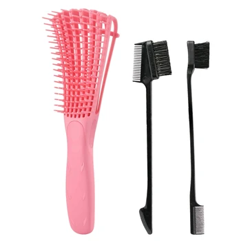 

Hair Brush 8-Row Detangler Brush and Edge Brush, for Curly Kinky Coily 3 / 4Abc Texture