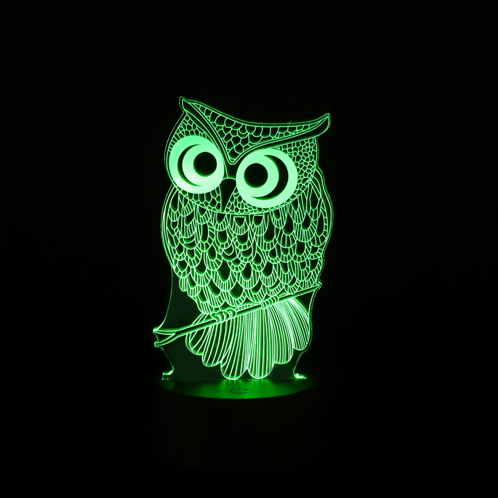 Милый 3D Сова Форма СВЕТОДИОДНЫЙ Красочный USB сенсорный ночник прикроватная настольная лампа подарки