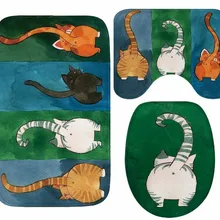 CAMMITEVER мультфильм коврик с изображением кошек набор ванная комната нескользящий коврик для ванной Декор ванная и туалет сиденье бак крышка