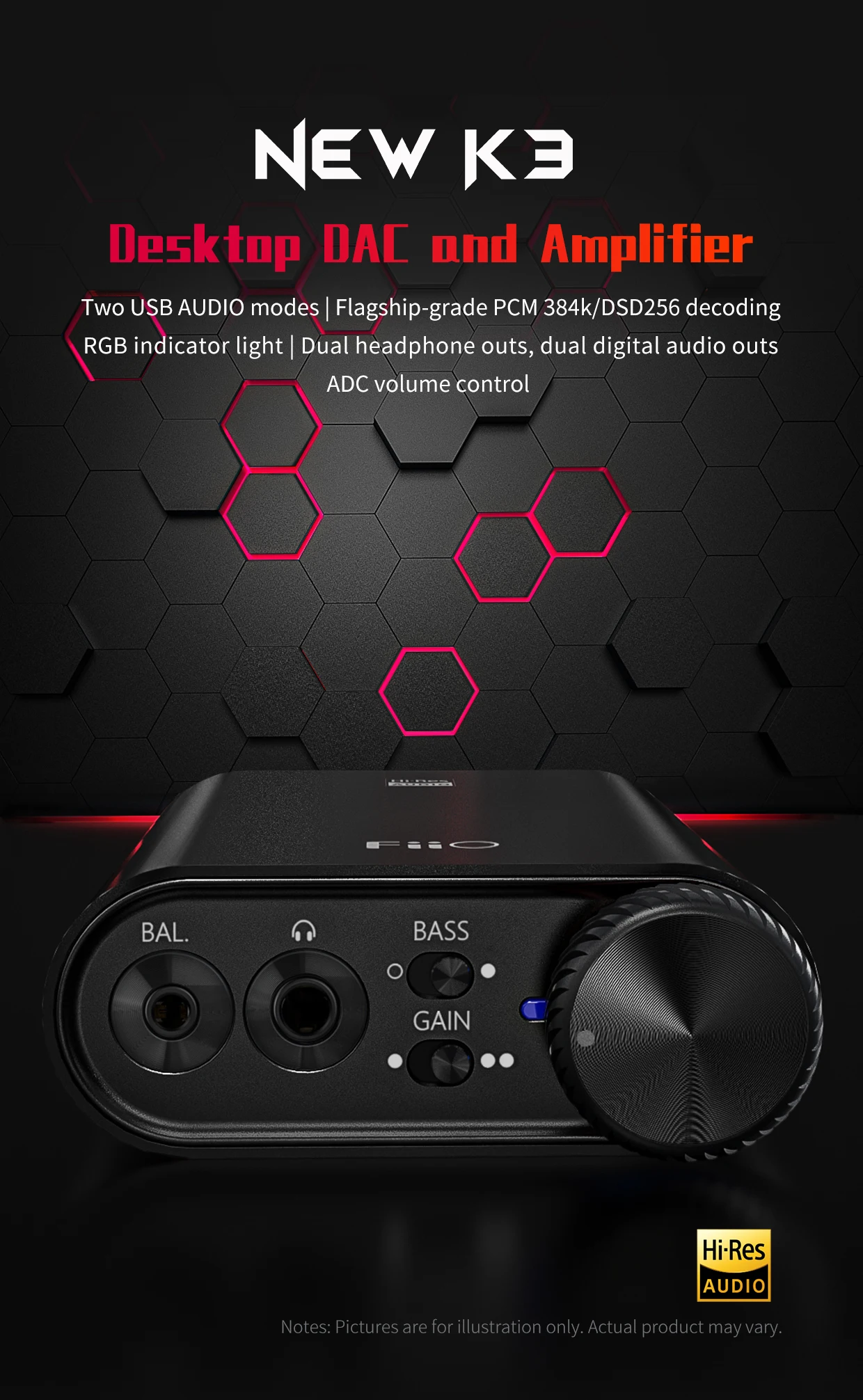 Fiio New K3 Es9038q2m Usb-c Dac 