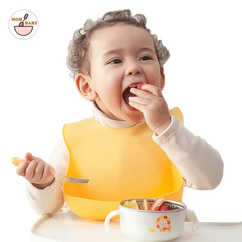 

Silicone Baby Feeding Set Bibs For 0-12 Months Children Silicone Baby Bibs Teething Safe Bib Feeding Tableware