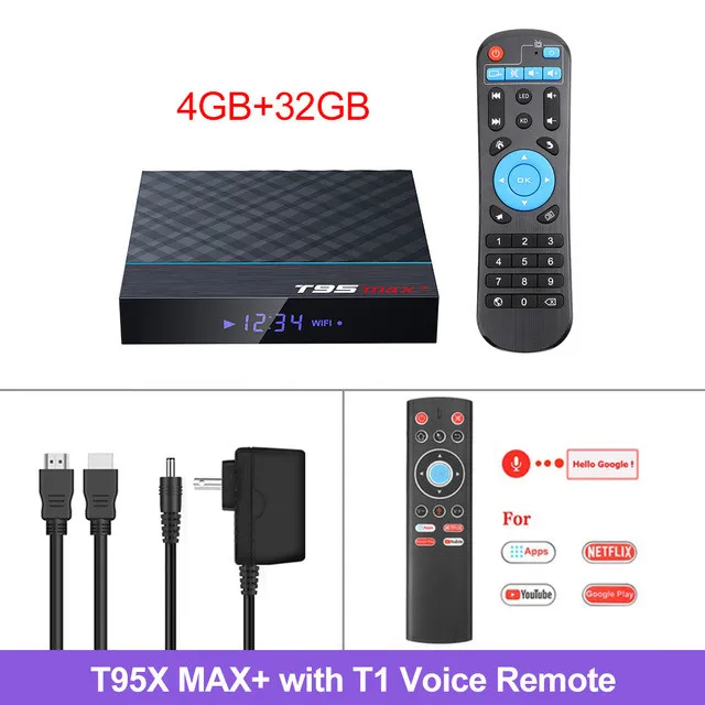 T95 MAX Plus tv Box Android 9,0 Amlogic S905X3 4 Гб 64 Гб Wifi 4K 8K 60 кадров в секунду H.265 Netflix Youtube Smart Android tv Box X3 T95 MAX - Цвет: 4G 32G T1 Voice RC