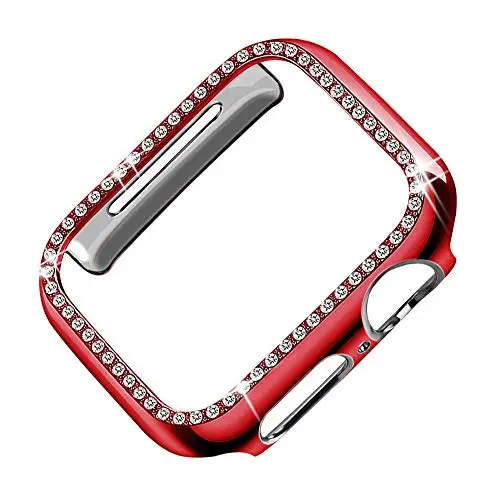 38 мм 42 мм чехол для часов для Apple Watch 40 мм 44 мм PC покрытый женский бампер с искристый Алмазный кристалл для iWatch серии 4 3 2 1 - Цвет: Red