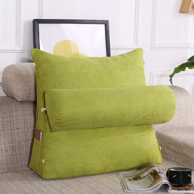 Super Soft Velvet Big Wedge Reading & Bed Rest Pillow,Large Adult Backrest Cushion with pockets,Back Support for bed sitting up