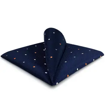 

DH12 Navy Polka Dots Mens Pocket Square Silk Classic Handkerchief Business for Suit