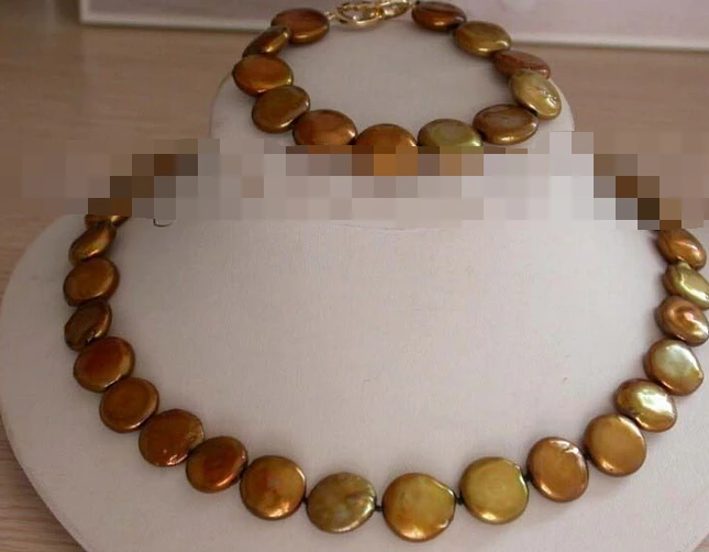 DYY charm Jew. 657 25 &quotподлинное натуральное 15 мм кофейное ожерелье из жемчужных монет