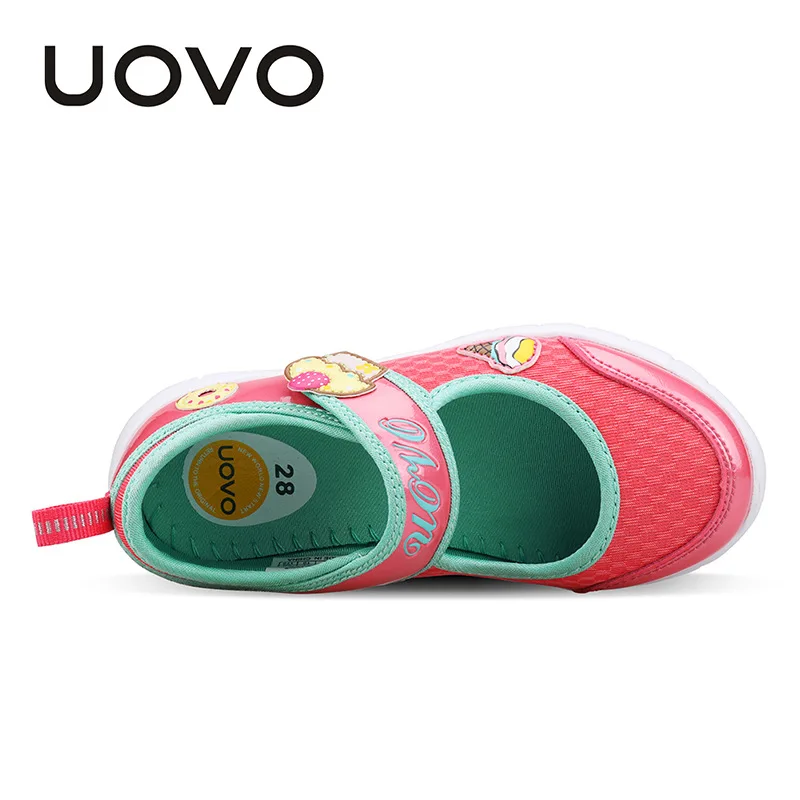 Uovo/модельные туфли с героями мультфильмов для девочек; брендовая повседневная обувь для маленьких детей; кроссовки в стиле «Принцесса» с подвеской под светильник; размеры 24-32; школьные сетчатые эспадрильи
