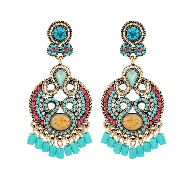 Ztech New Green Series Set Earrings Designer Jewelry Crystal Tassel Za Accessories Handmake Statement Bijoux Pendientes Brincos E1572