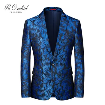 

PEORCHID 2020 Chaquetas Hombre Casual Men Coats Suits Brand New Blue Men Blazer Slim fit Jacket Male Stage Signers Clothing