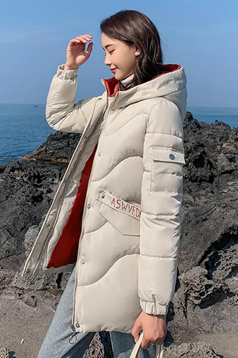 Новая осенняя и зимняя рекламная Женская длинная зауженная хлопковая куртка