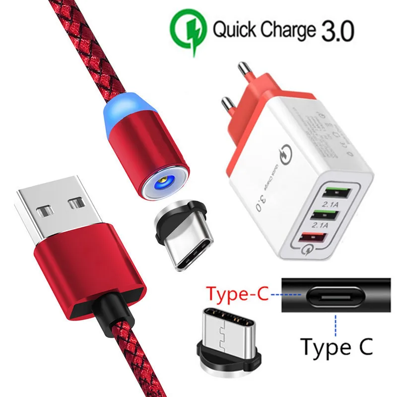 Магнитный usb кабель для Samsung Galaxy S8 S9 Huawei P20 Pro P30 lite Mate 20 10 Honor 9X Type C быстрая зарядка QC 3