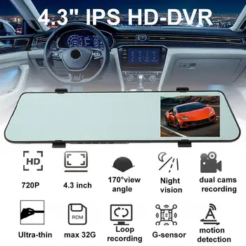 

4.3 Inch HD Auto Car DVR Rearview Mirror Driving Dash Cam Video Recorder Camera видеорегистратор зеркало зеркало регистратор