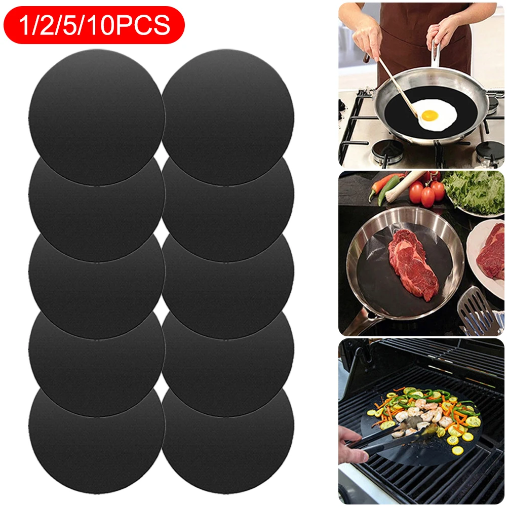 Round Bbq Grill Mats 25 Cm Nonstick Reusable Coating Grilling Mats Pfoafree Cooking Pads For
