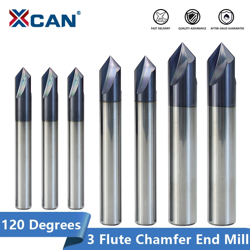 

XCAN Carbide Chamfering Milling Cutter 2-12mm 120Degrees 3 Flute CNC Router Bit for Aluminum Cutting Deburring Carbide End Mill
