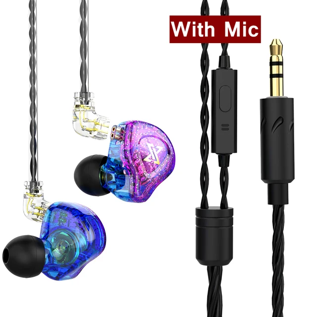 QKZ AK6 MAX Earphones 1 Dynamic HIFI Bass Earbuds In Ear Monitor Headphones Sport Noise Cancelling Headset Purple With Mic