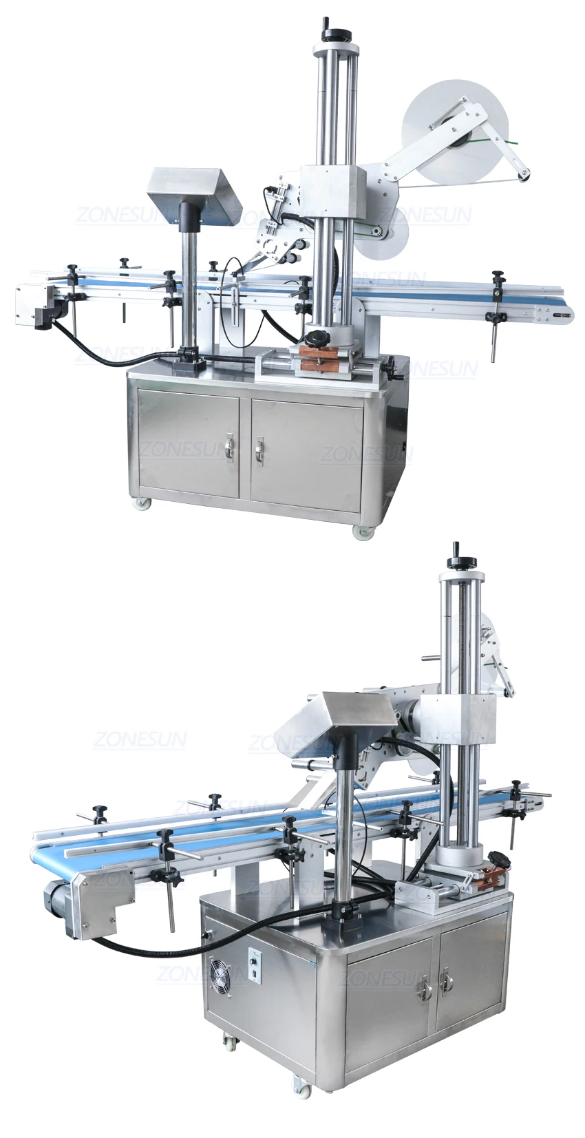 ZONESUN Máquina Automática de Rotulagem de Superfície Plana com Transportador