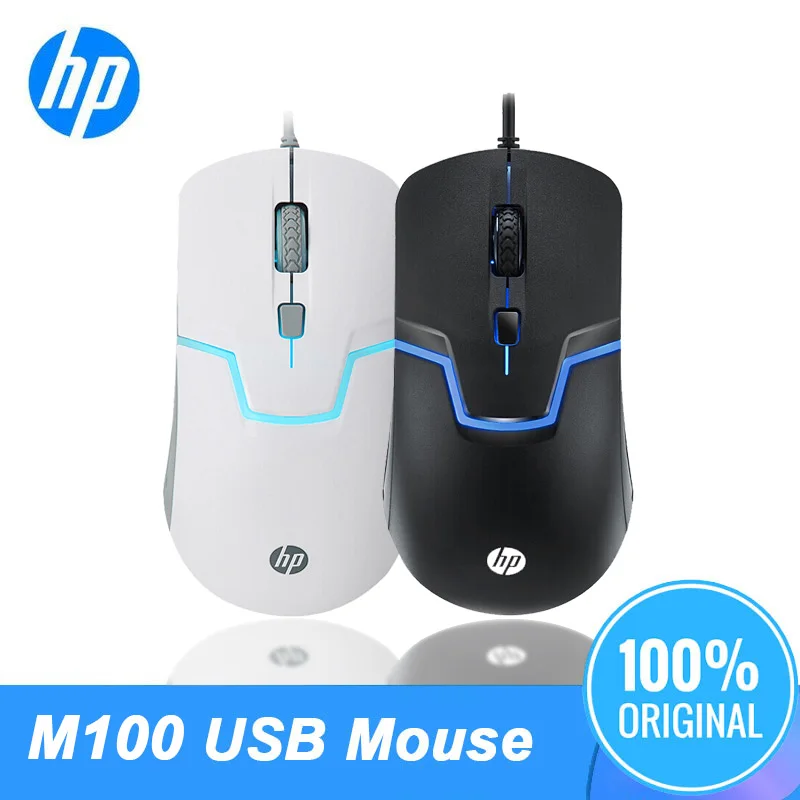 hp M100 1600 dpi USB мышь Проводная оптическая ноутбук PC общий кабель задний свет игровой черный и белый цвет профессиональные мыши