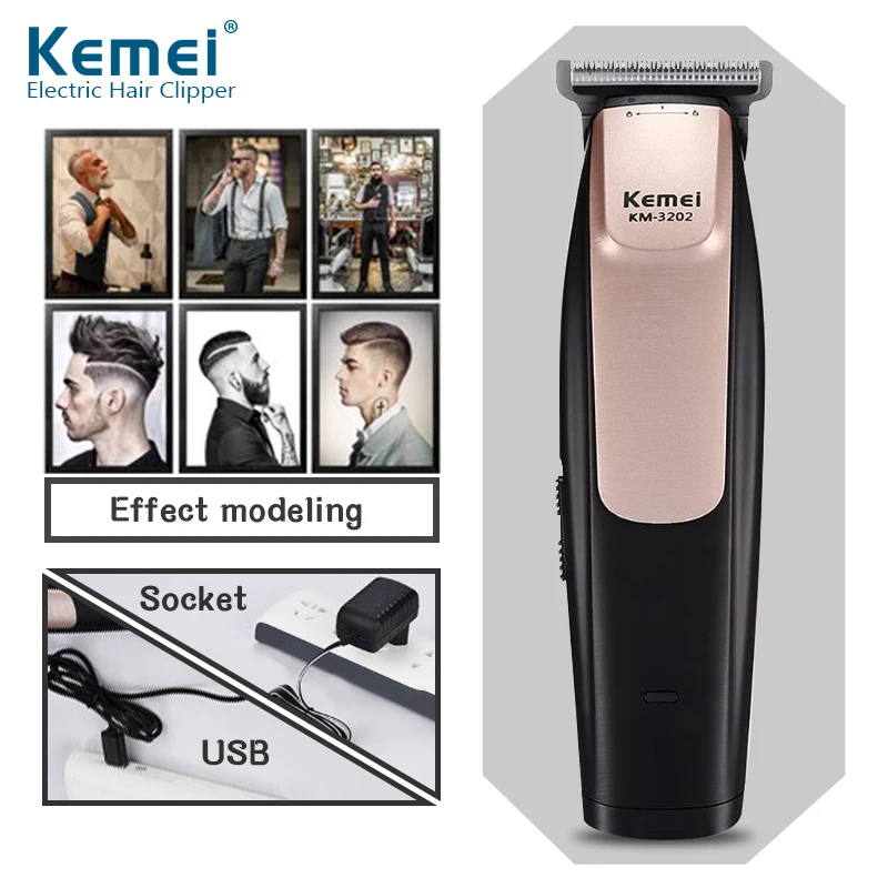 

Kemei hair clipper electric fader line and wireless USB charging hair trimmer precision engraving bald head carving razor male 5