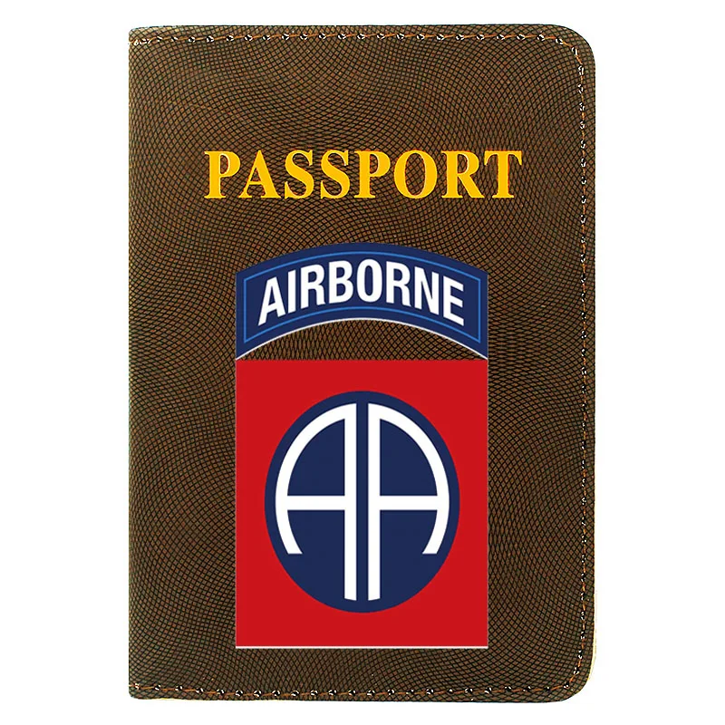 

US 82nd Airborne Division Printing Women Men Passport Cover Leather Travel ID Credit Card Holder Pocket Wallet Bags