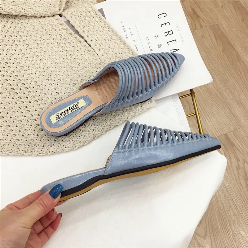 Wellwalk/дизайнерские тапочки женские туфли без задника на плоской подошве модные