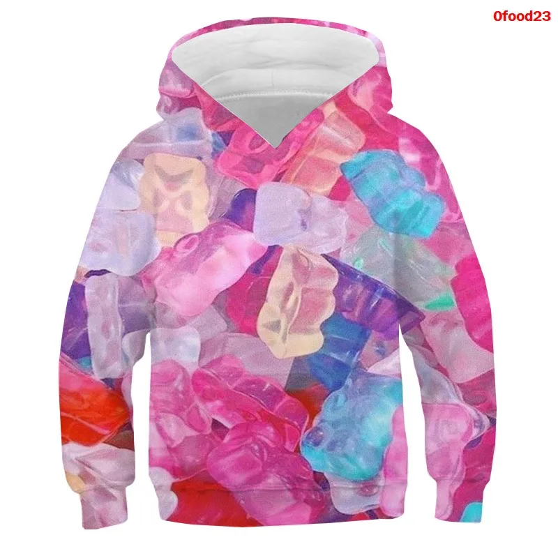 thumbnail image 1 of Sudaderas con capucha para niños y niñas con estampado 3D de comida divertida, macarrones de caramelo, sudaderas con capucha para niños, ropa para adolescentes, jerseys de Nutella para niños 2021, 1 of 5