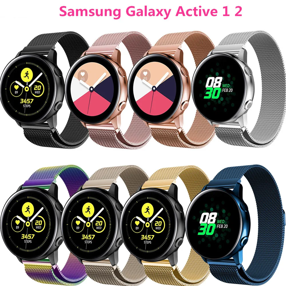 Для samsung Galaxy Watch Active 2 40 мм 44 мм ремешок Миланский Браслет на петле 20 мм ремешок из нержавеющей стали браслет для активных 2 полос